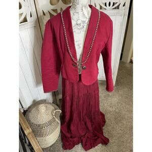 Vintage MILLER STOCKMAN Broomstick Skirt & Jacket Western Glam Hippie Large